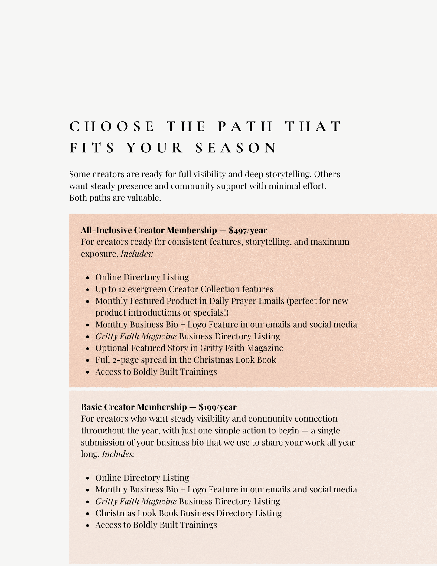 Creator’s Membership for the Purpose + Grit Marketplace