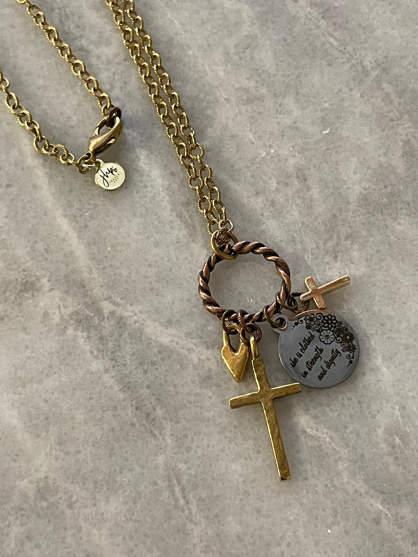 Warrior Courage Mixed Metal Necklace by jhp, Inspired