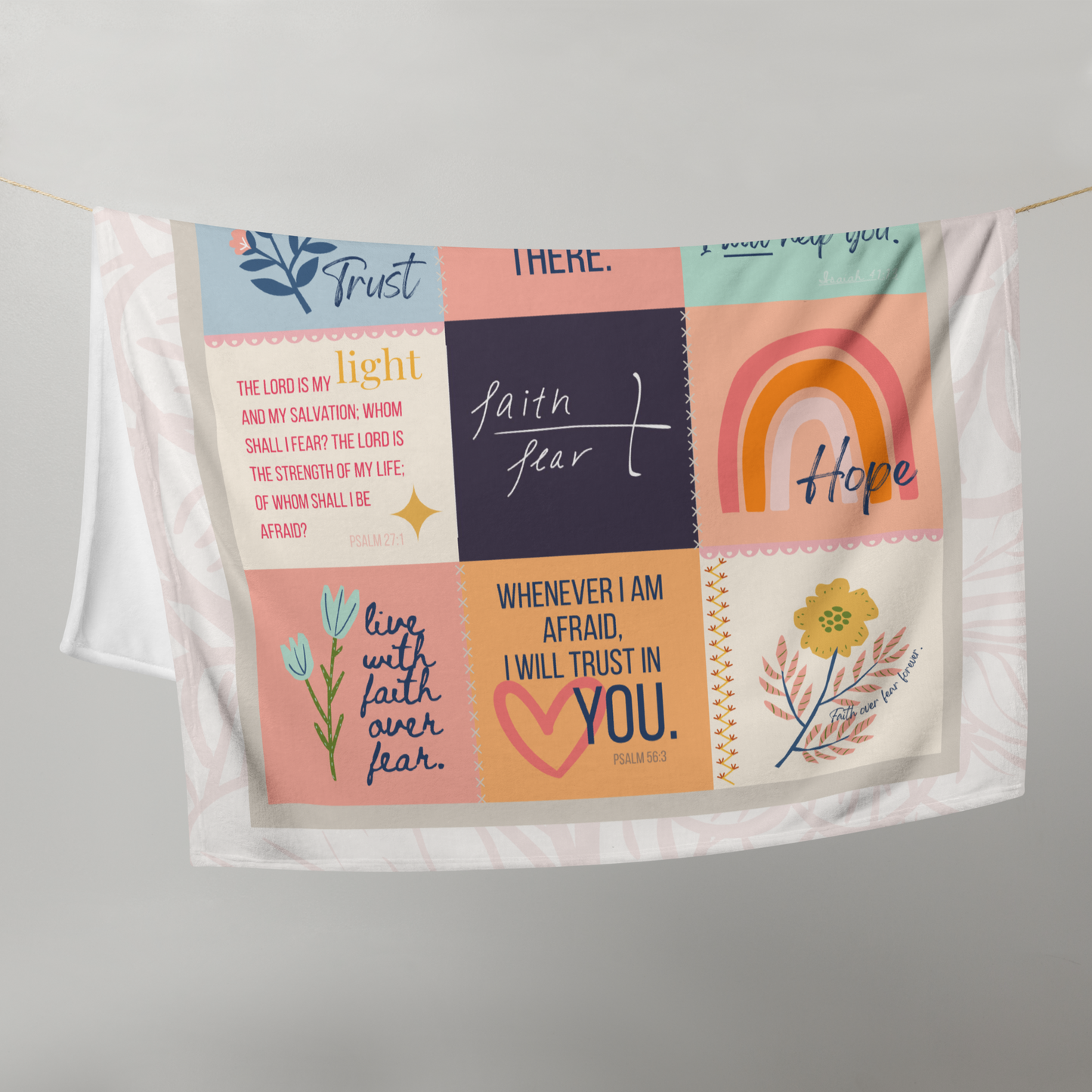 Faith Over Fear Patchwork Style Throw Blanket