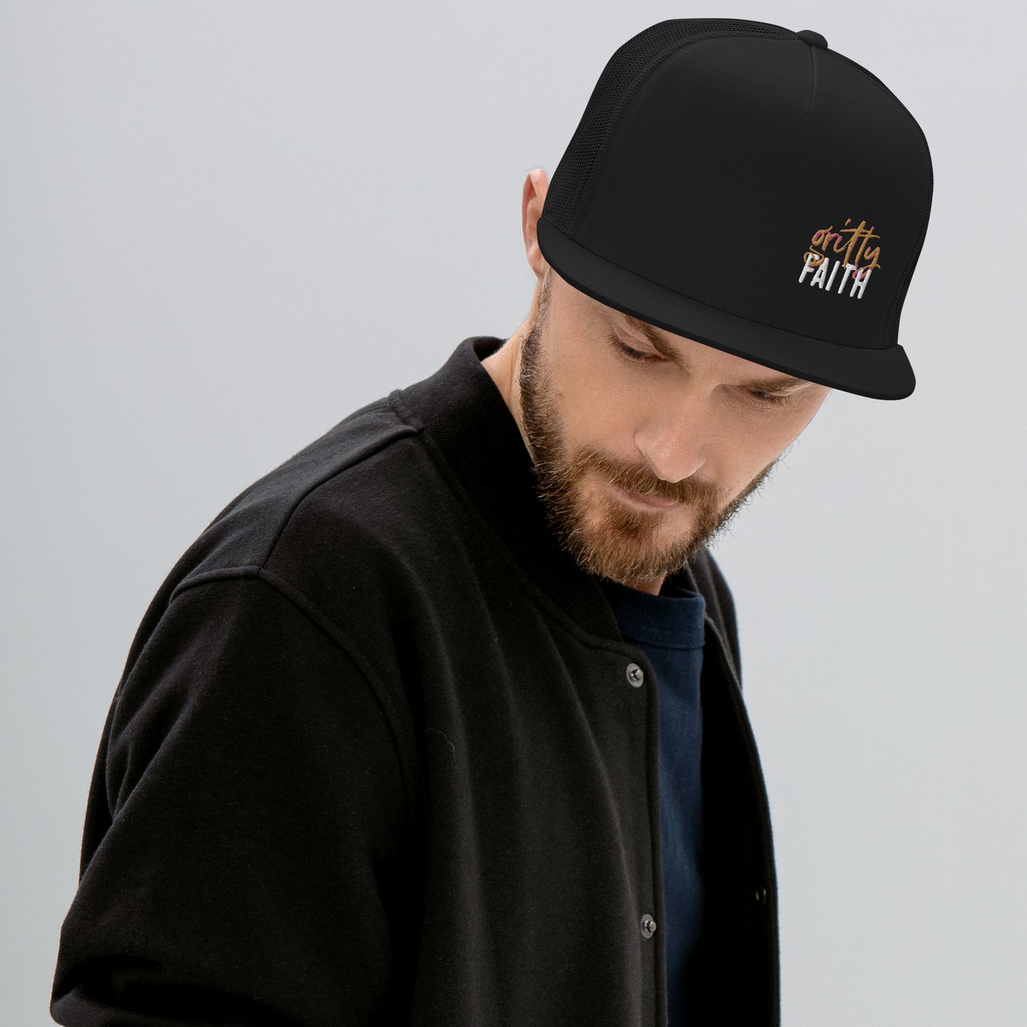 Gritty Faith Black Trucker Cap
