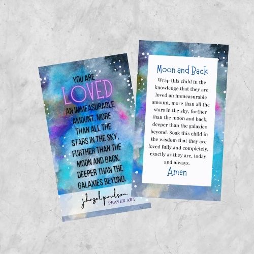 Moon and Back Prayer Card