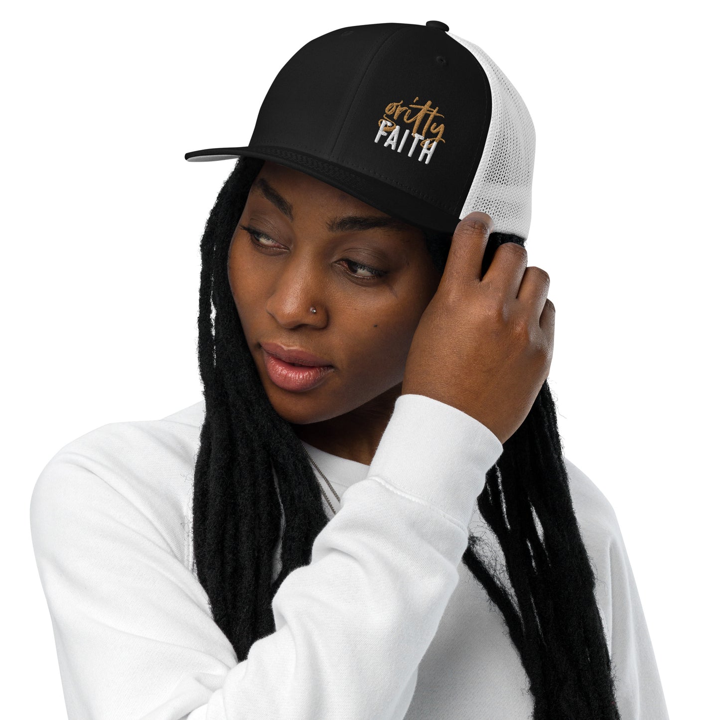 Gritty Faith Closed-back Trucker Cap Gold/White Logo
