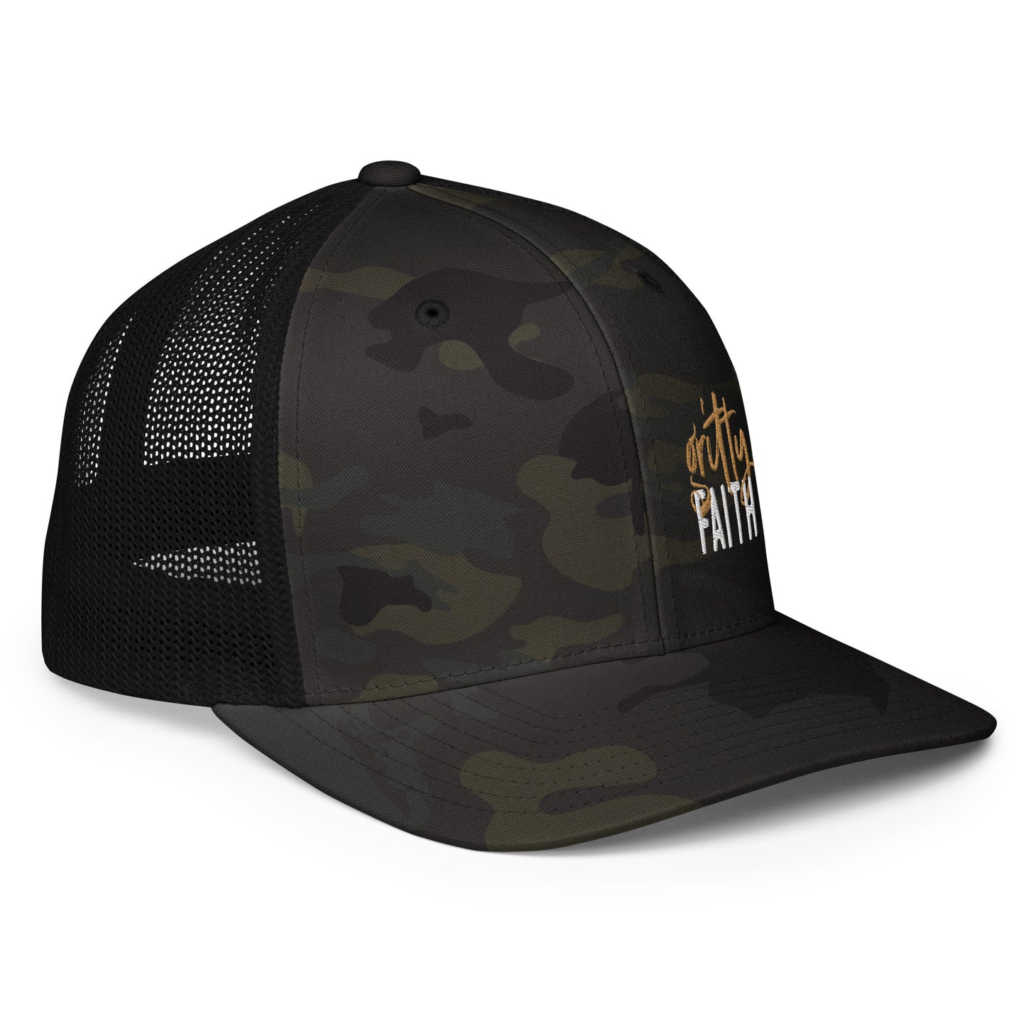 Gritty Faith Closed-back Trucker Cap Gold/White Logo