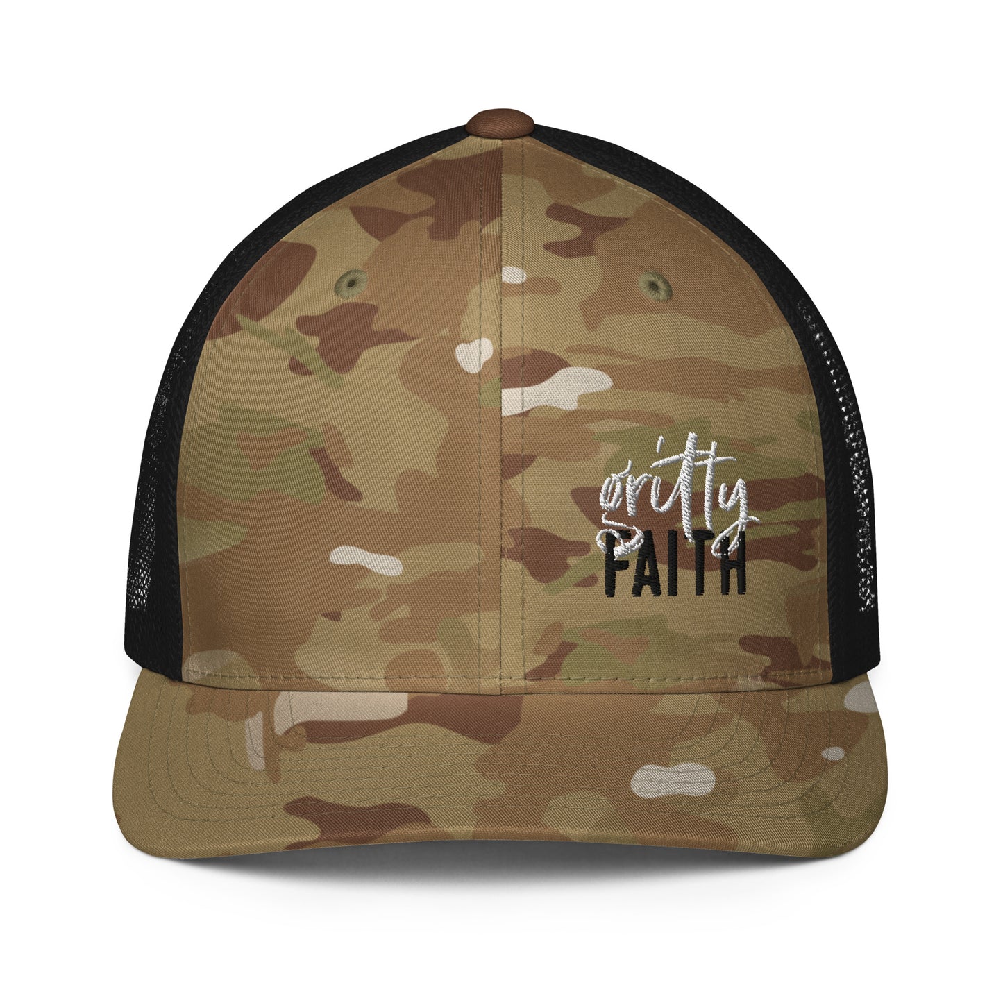 Gritty Faith Closed-back Trucker Cap White/Black Logo