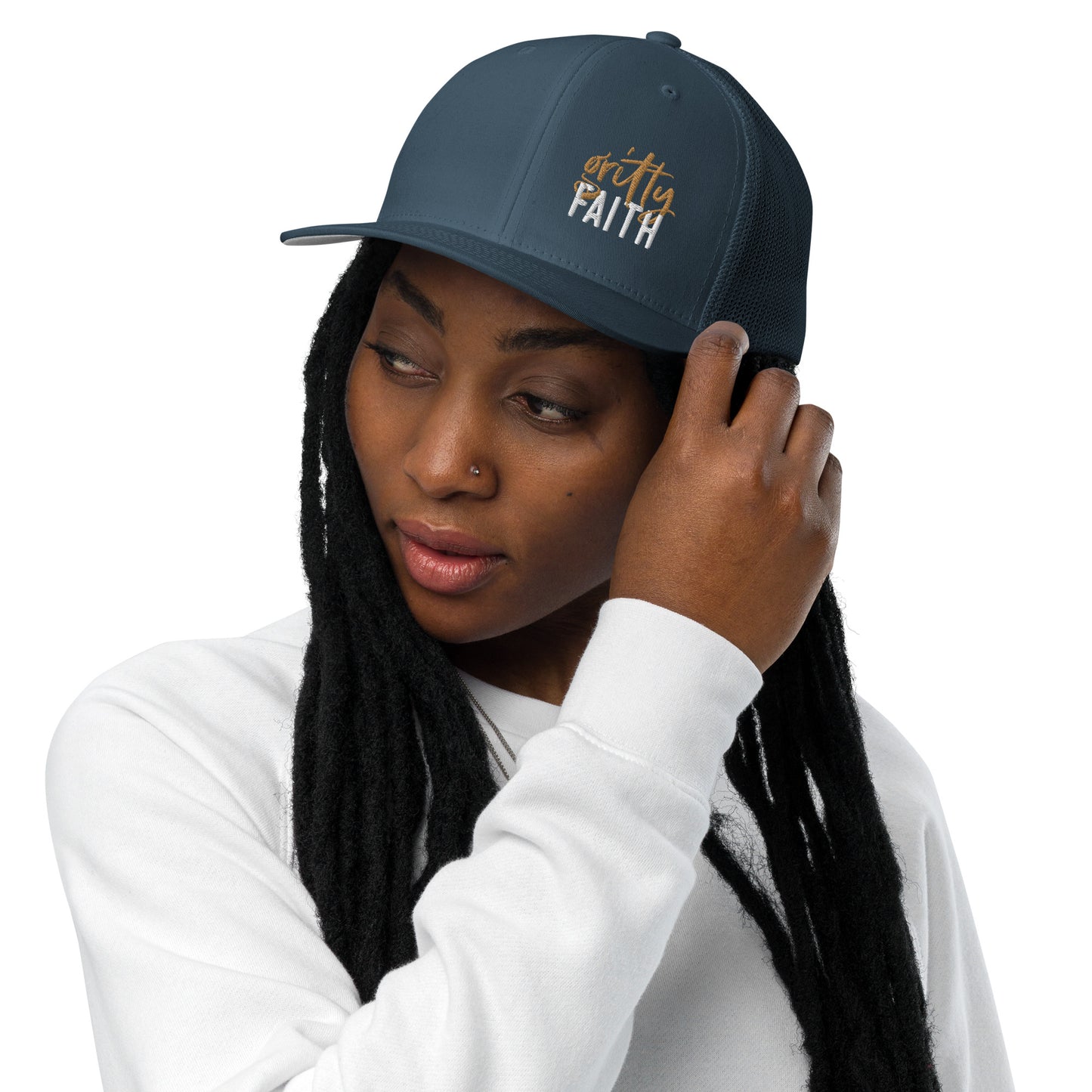 Gritty Faith Closed-back Trucker Cap Gold/White Logo