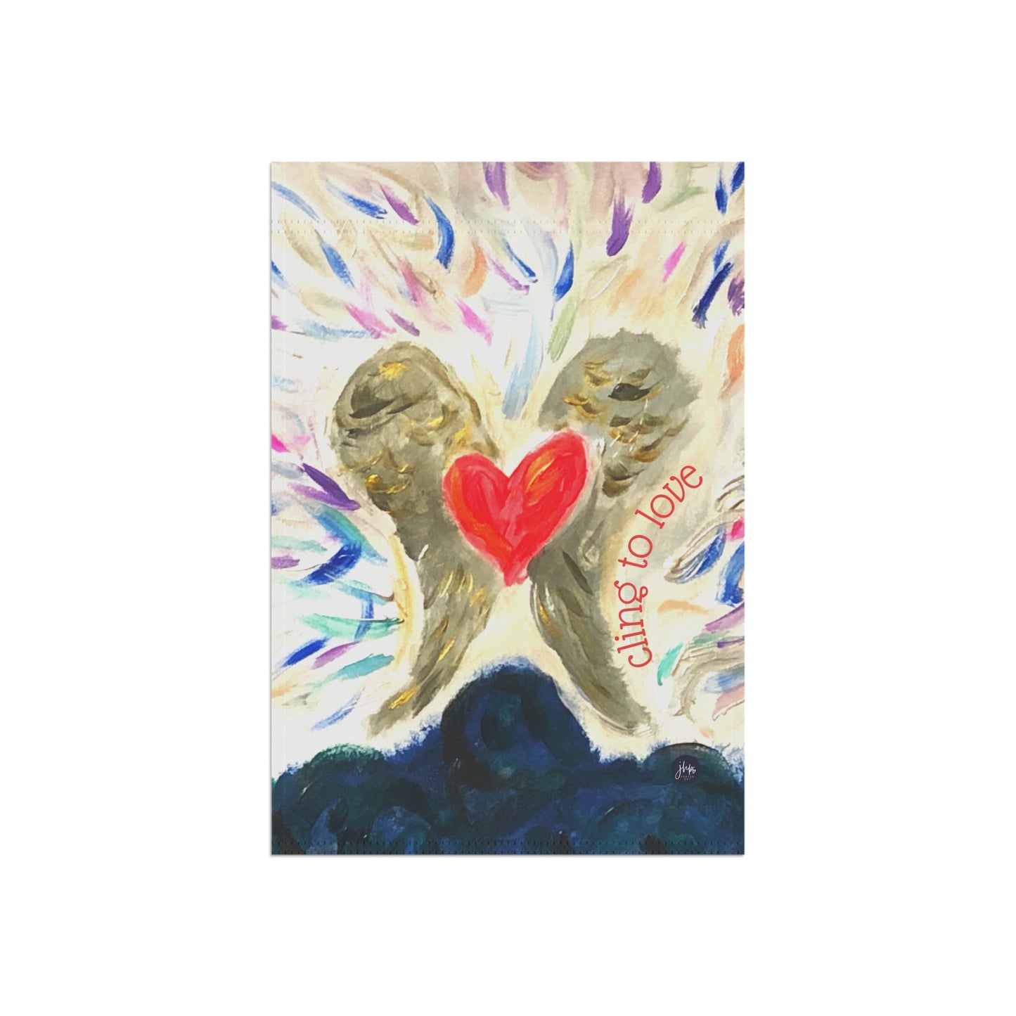 Cling to Love Garden Flag – Heart & Angel Wings Decorative House Banner