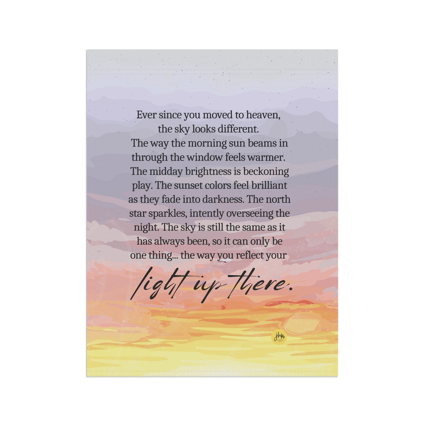 Memorial Garden Flag — "Light Up There" Sunset Tribute Banner
