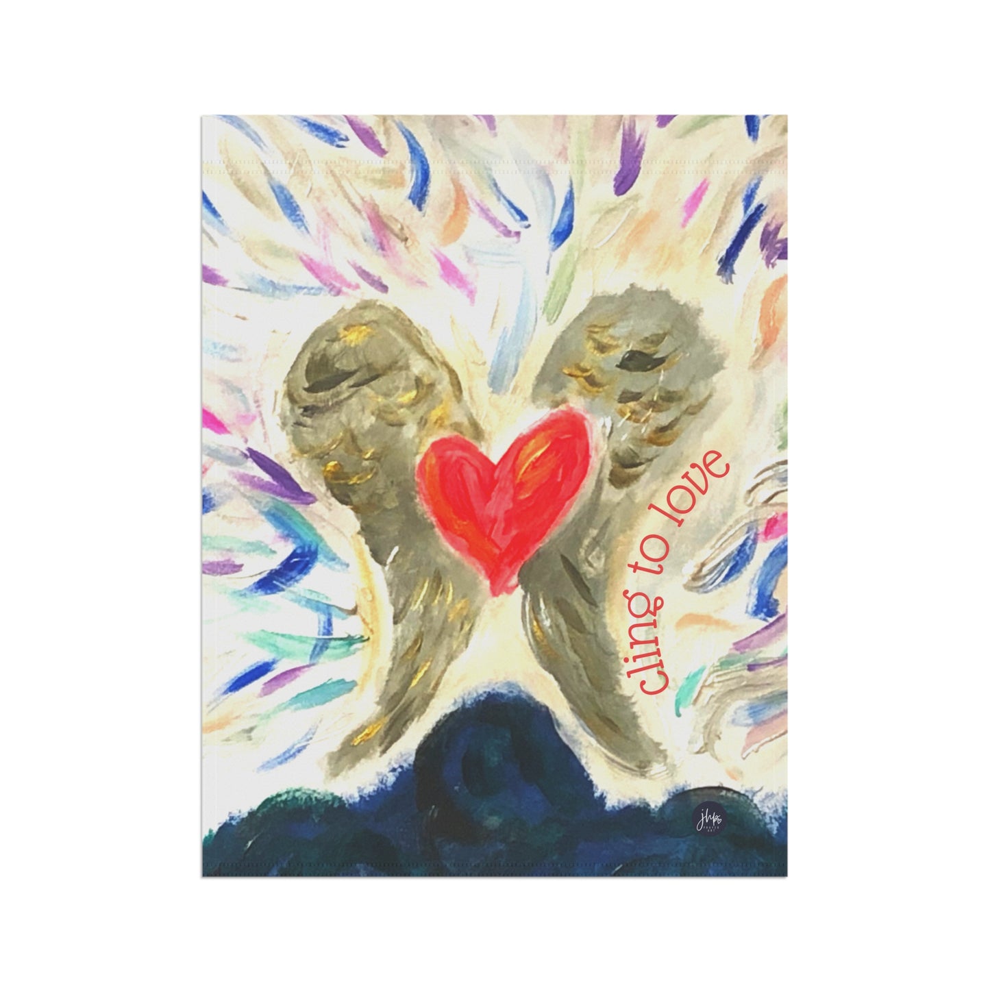 Cling to Love Garden Flag – Heart & Angel Wings Decorative House Banner