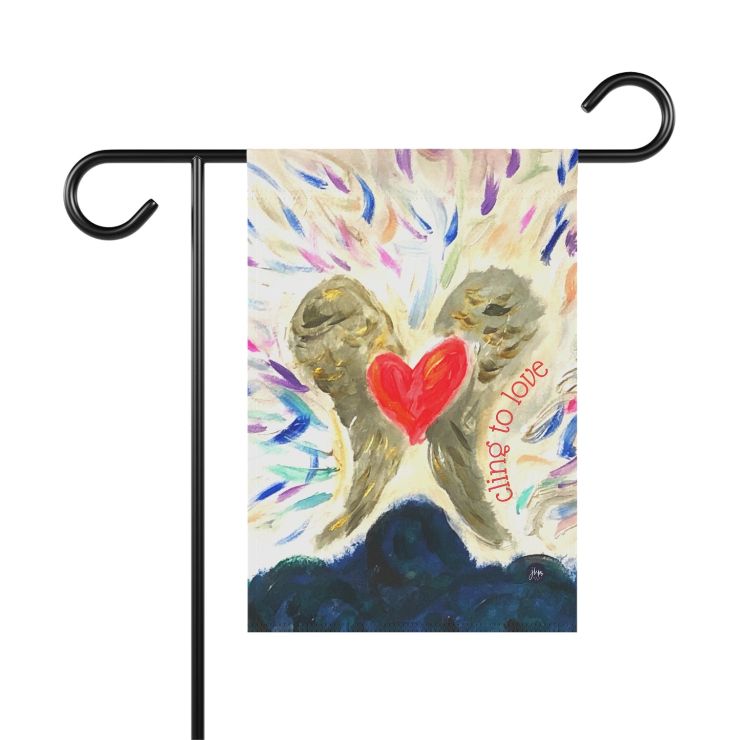 Cling to Love Garden Flag – Heart & Angel Wings Decorative House Banner