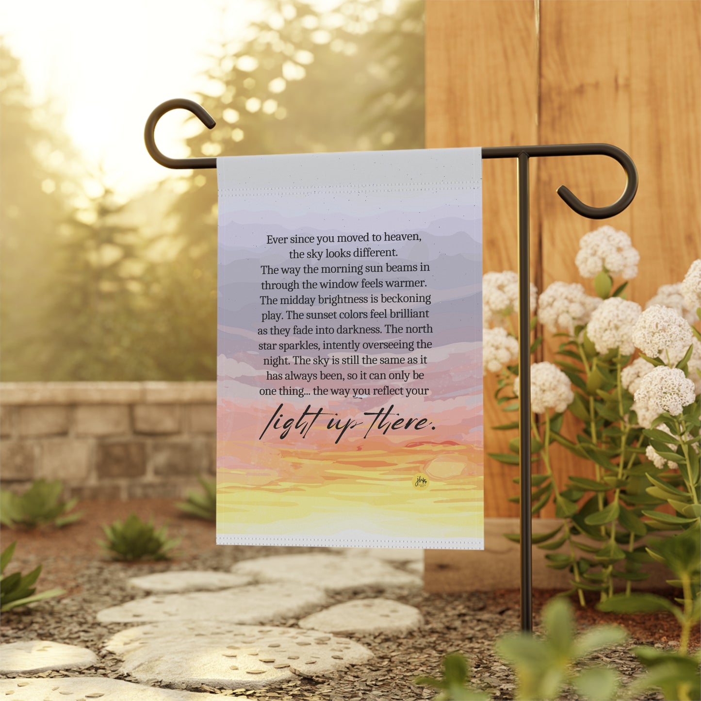 Memorial Garden Flag — "Light Up There" Sunset Tribute Banner