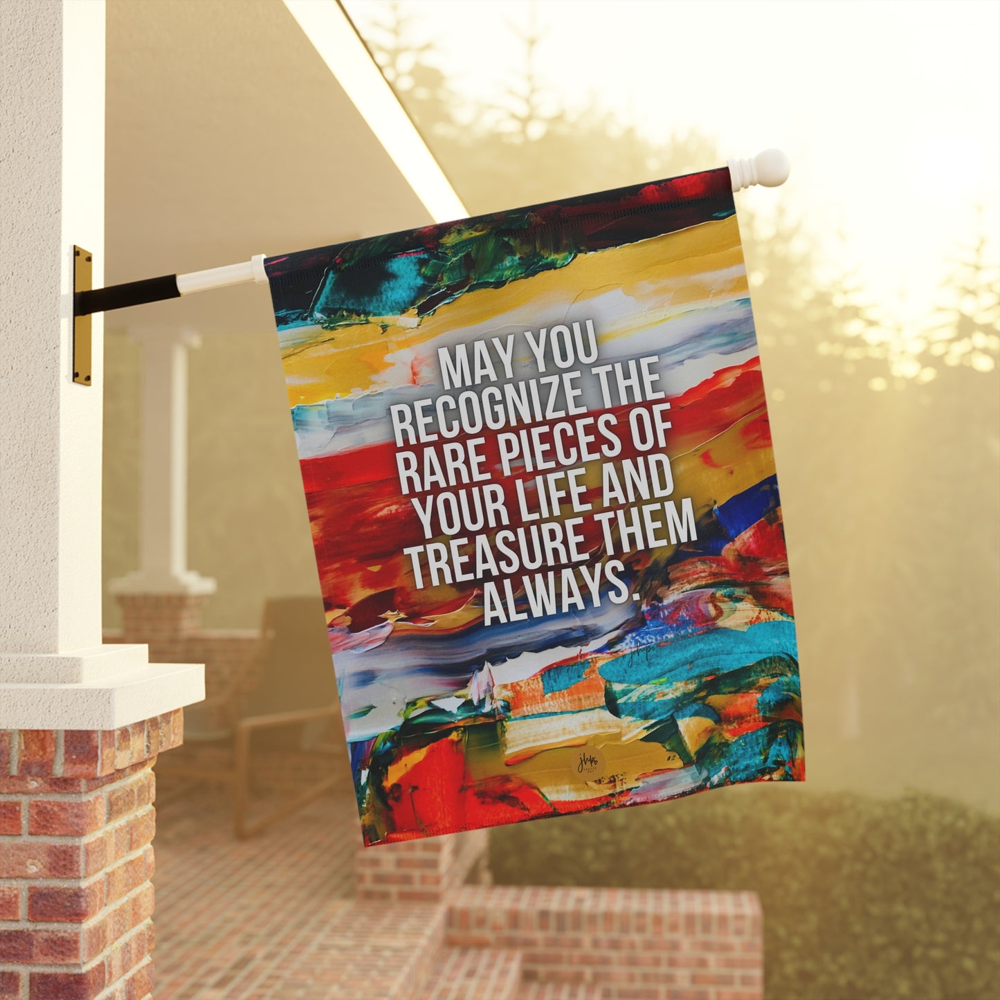 Inspirational Garden Flag - "May You Recognize the Rare Pieces of Your Life" Colorful House Banner