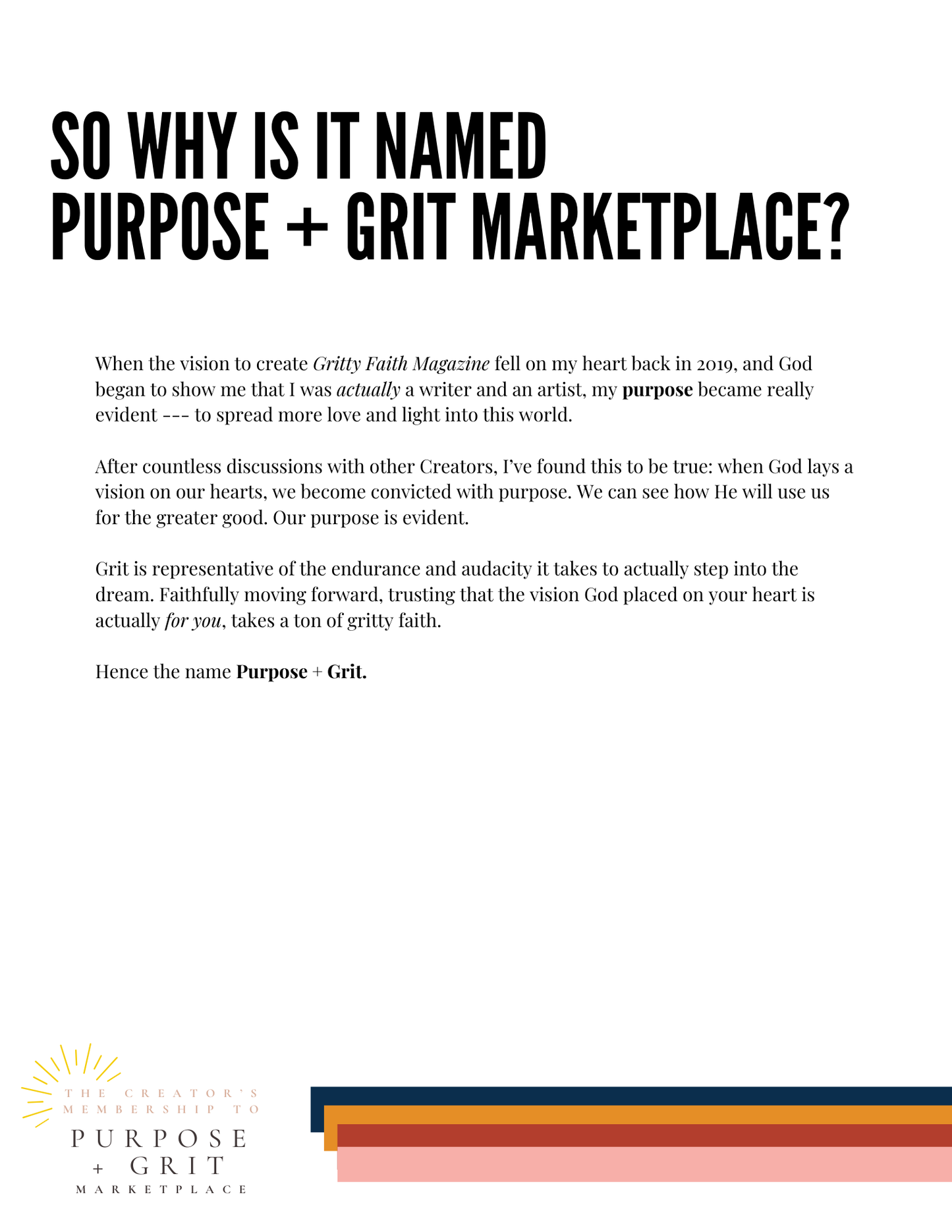 Creator’s Membership for the Purpose + Grit Marketplace