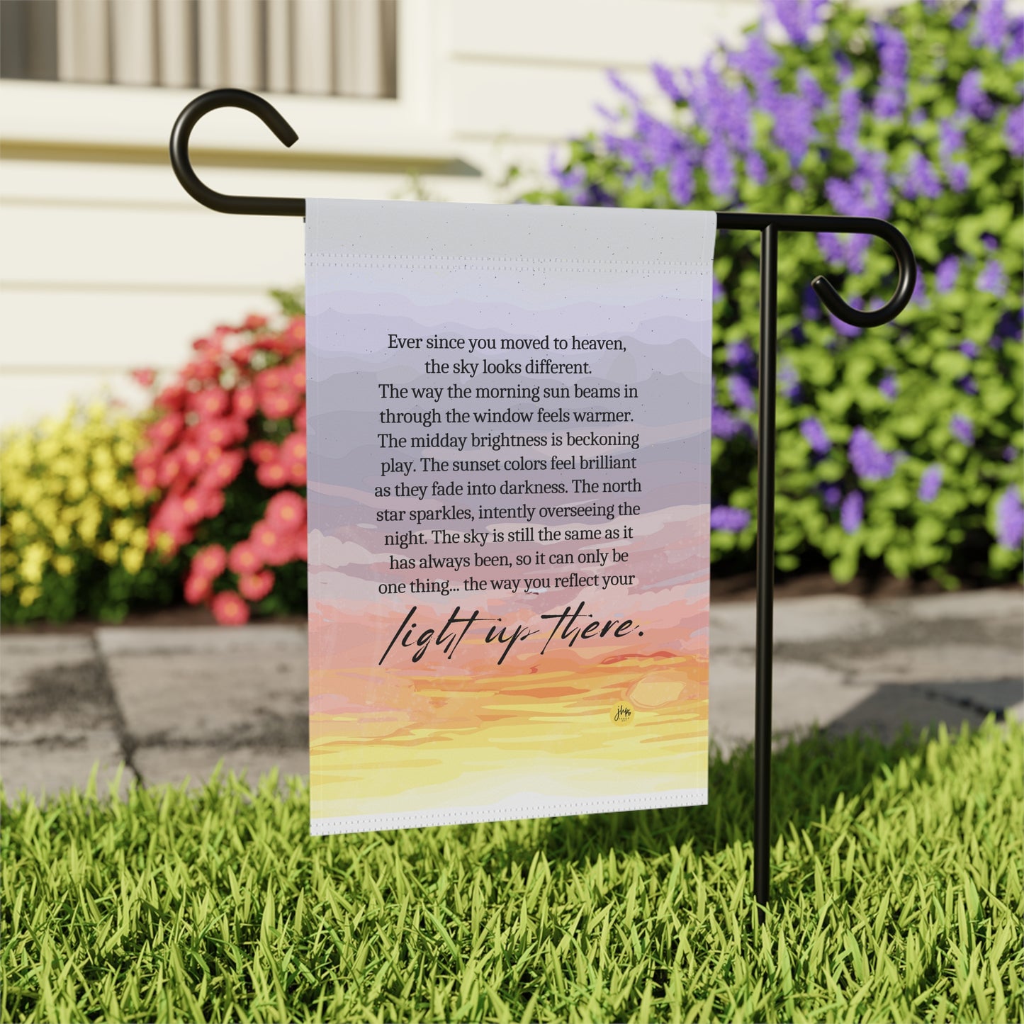 Memorial Garden Flag — "Light Up There" Sunset Tribute Banner
