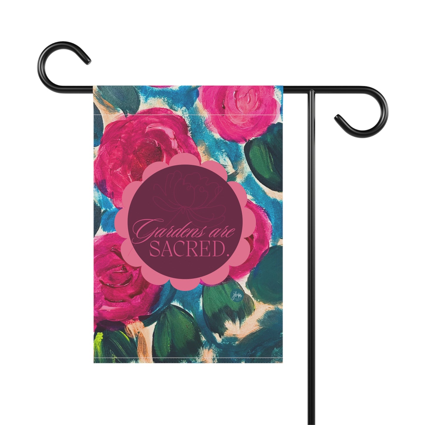 Garden Flag — “Gardens Are Sacred” Floral Decorative House & Garden Banner