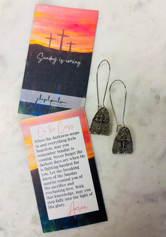 On the Cross Long Drop Earrings