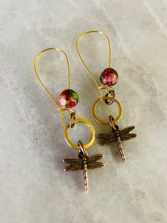 Dragonfly Flutters Drop Earrings by jhp, Inspired